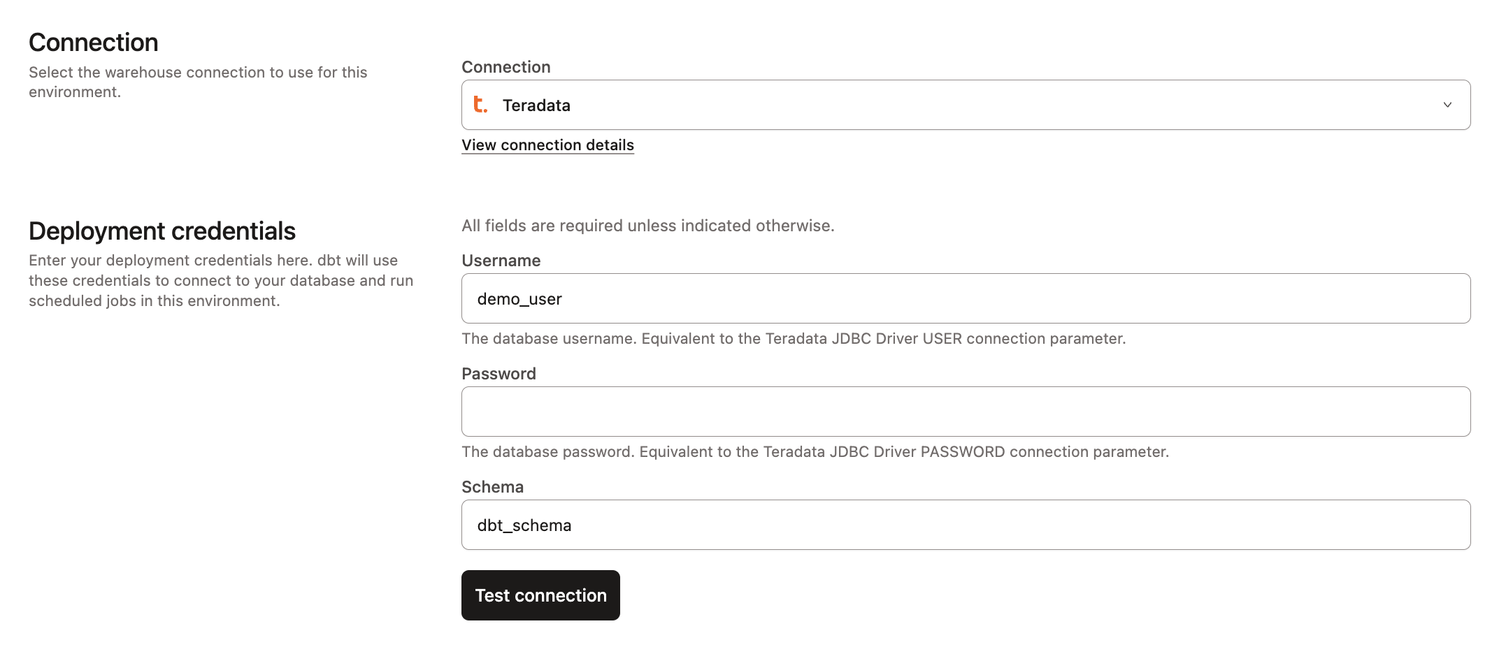 Example of the developer credential fields. Example of the developer credential fields.